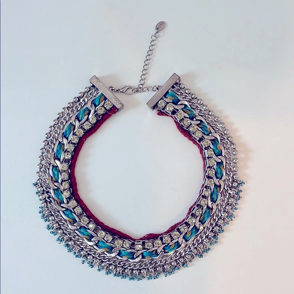 Zara Silver Blue Necklace Intricate Design - Picture 1 of 2